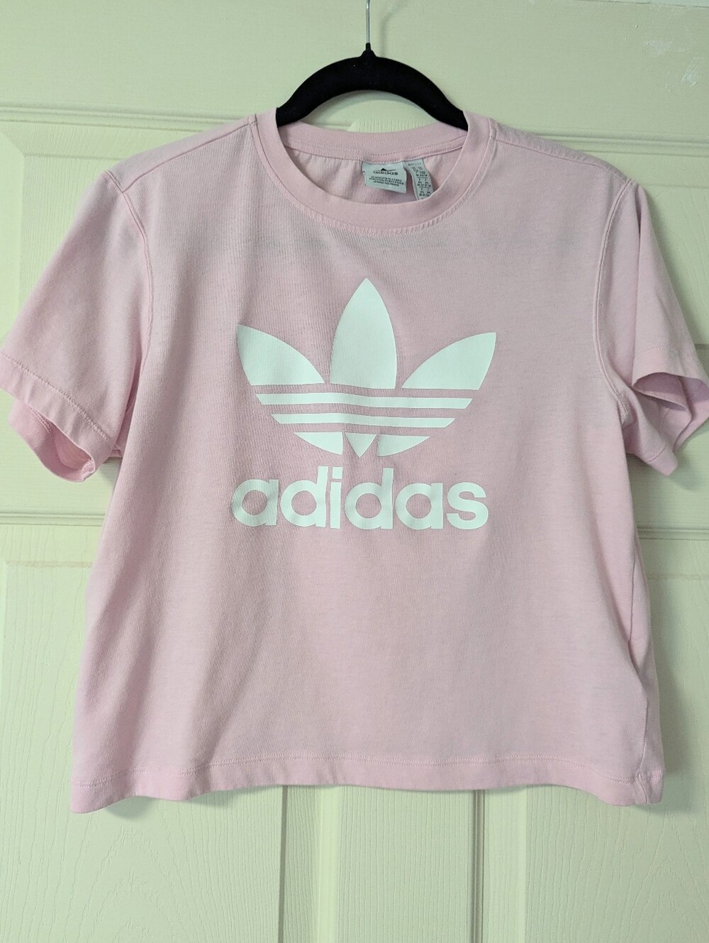 Adidas Trefoil Logo Pink T-shirt Causal Tee Summer EUC Size XS 3 Stripes Women's